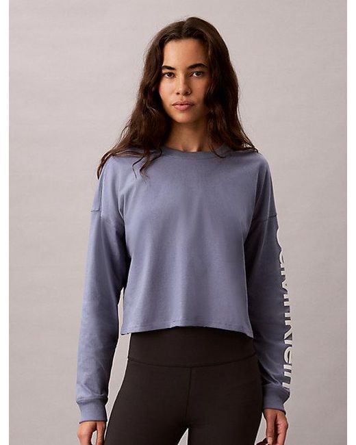 Calvin Klein Purple Sport Cropped Boxy T-Shirt