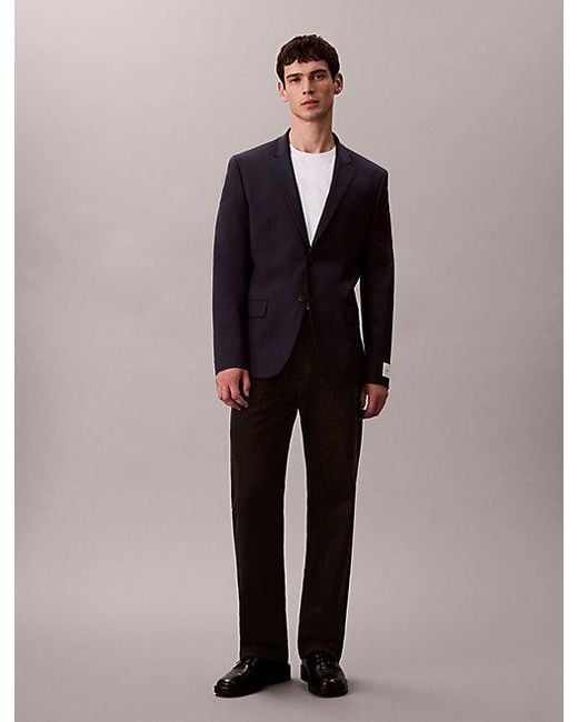 Calvin Klein Blue Slim Tropical Wool Blazer for men
