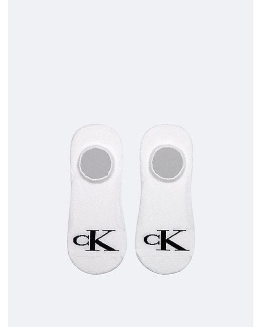 Calvin Klein White 2 Pack Soft Cotton Invisible Socks for men