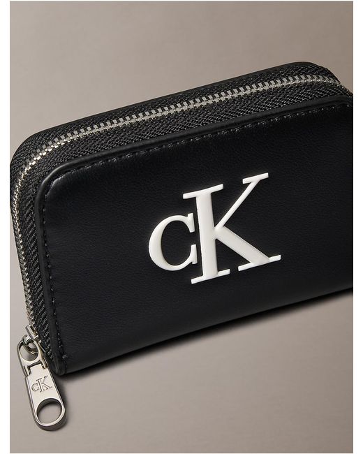 Calvin Klein Black Embossed Monogram Zip Wallet