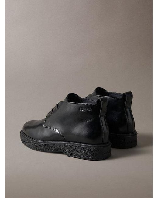 Calvin Klein Brown Leather Airfit Cushioned Desert Boots for men