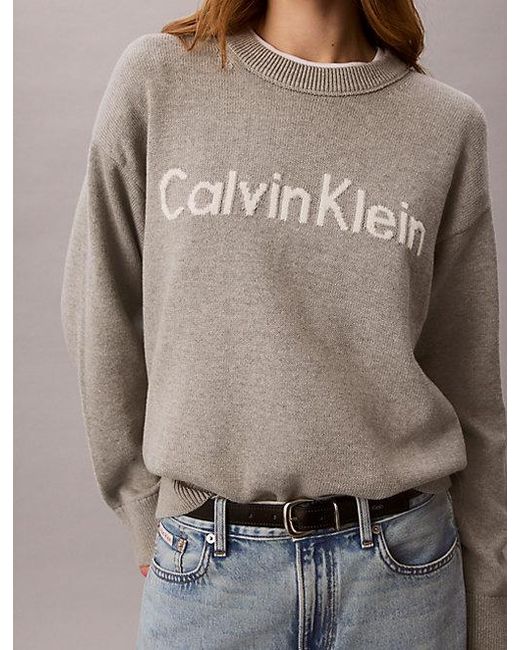 Calvin Klein Brown Jeans Logo Graphic Relaxed Jumper