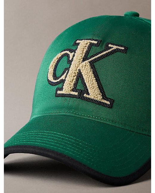 Calvin Klein Green Textured Monogram Baseball Cap for men