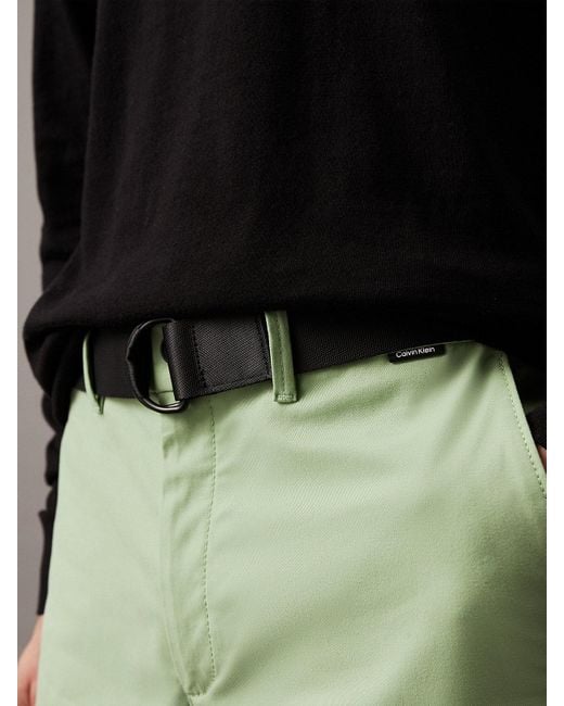 Calvin Klein Green Slim Twill Belted Shorts for men