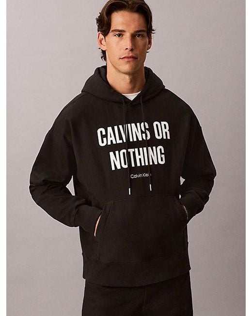 Calvin Klein Black Jeans Relaxed Calvins Or Nothing Graphic Hoodie for men