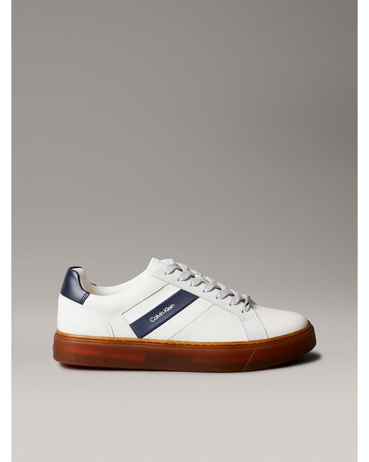 Calvin Klein Metallic Leather Logo Tape Trainers for men