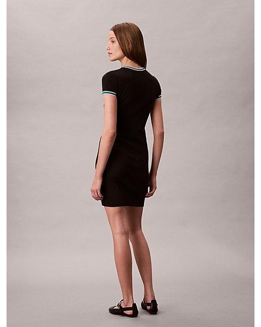 Calvin Klein Black Jeans Sporty Slim Ribbed T-Shirt Dress