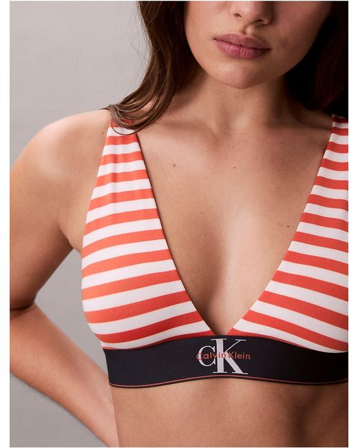 Calvin Klein Multicolor Graphic Monogram Microfiber Stretch Lightly Lined Triangle Bralette