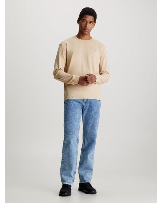T-shirt à manches longues avec logo dans le dos Calvin Klein pour homme en coloris Blue