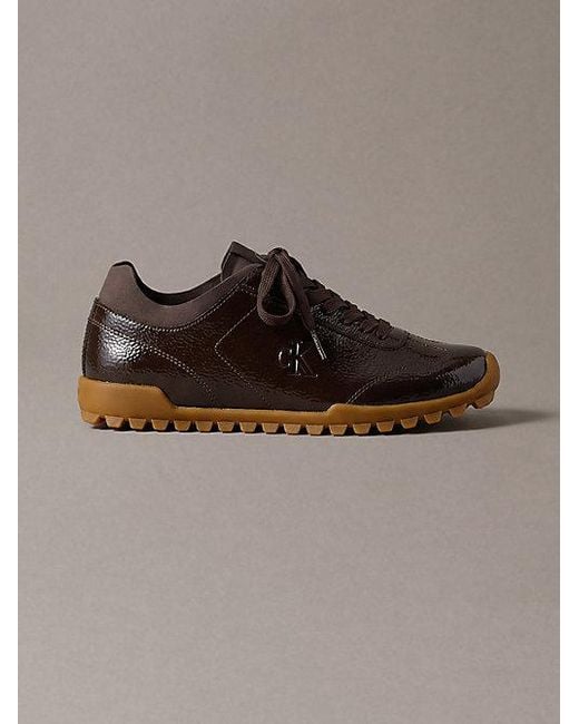 Calvin Klein Brown Shiny Organza Runner Trainers