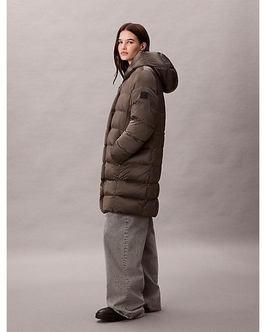 Calvin Klein Glans Wikkel-Pufferjack in het Brown