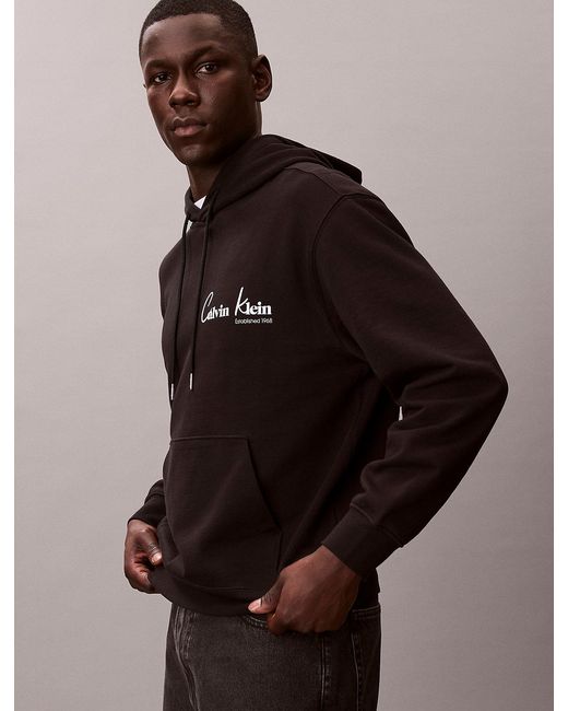 Calvin Klein Brown Graphic Logo Hoodie for men