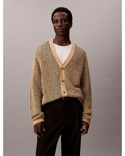Cardigan En Lin À Points Ouverts Calvin Klein pour homme en coloris Natural