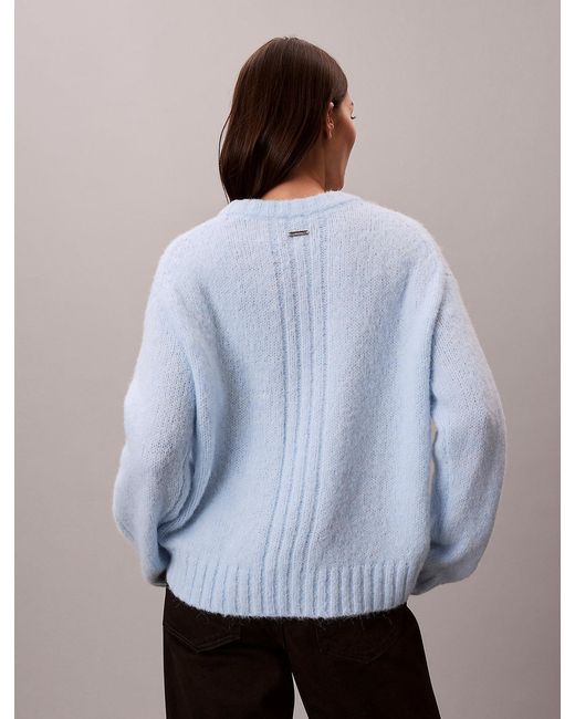 Calvin Klein White Brushed Blend Pullover Jumper