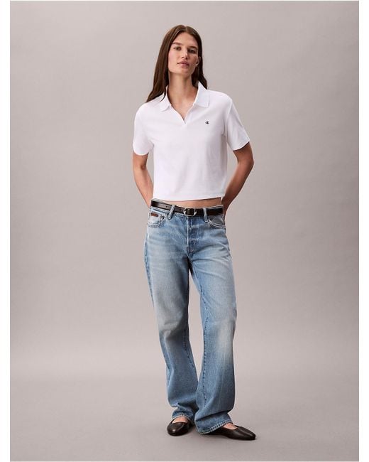 Calvin Klein White Calvin Klein Cotton Contour Rib Polo Tee