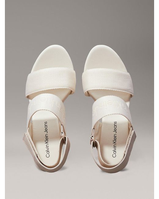 Calvin Klein White Platform Wedge Sandals