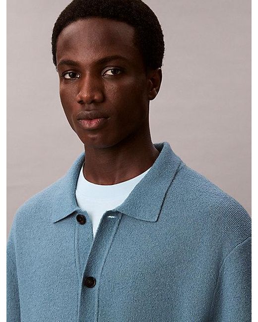 Calvin Klein Lockerer Cardigan Aus Bouclé-Wollmischung in Blue für Herren
