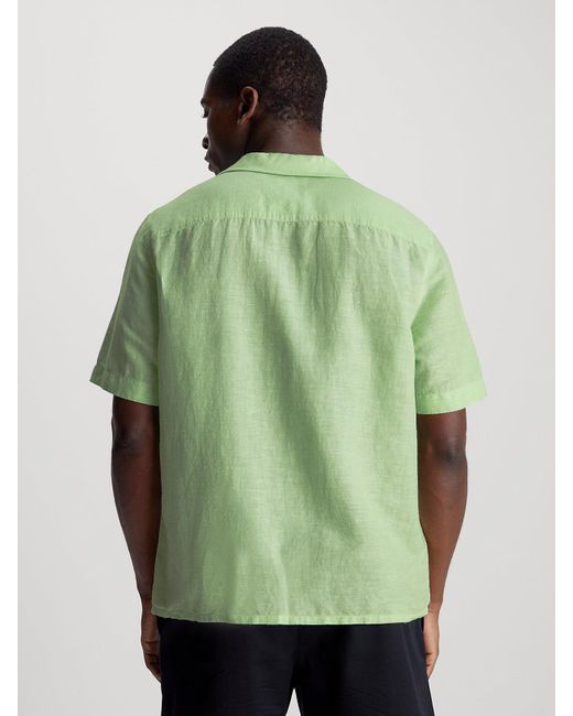 Calvin Klein Green Linen Cotton Pocket Shirt for men