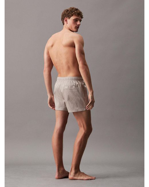 Calvin Klein Gray Ripstop Short Drawstring Swim Shorts for men