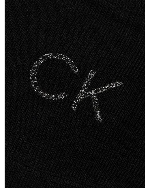 Calvin Klein Black 2 Pack Soft Cotton Shiny Logo Invisible Socks