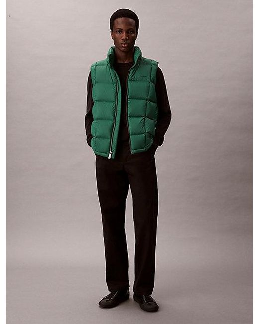 Calvin Klein Green Nylon Quilted Puffer Vest for men