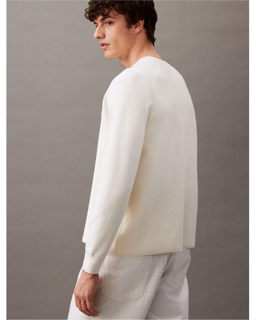 Calvin Klein White Tech Knit Crewneck Sweater for men
