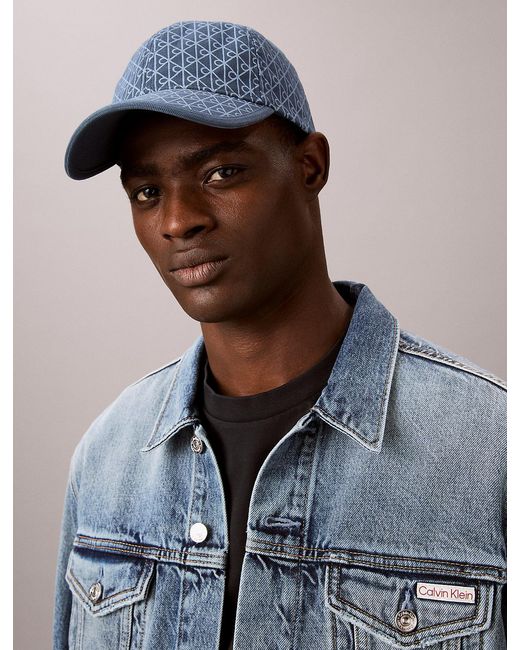 Calvin Klein Blue Canvas Emblem Logo Baseball Cap for men
