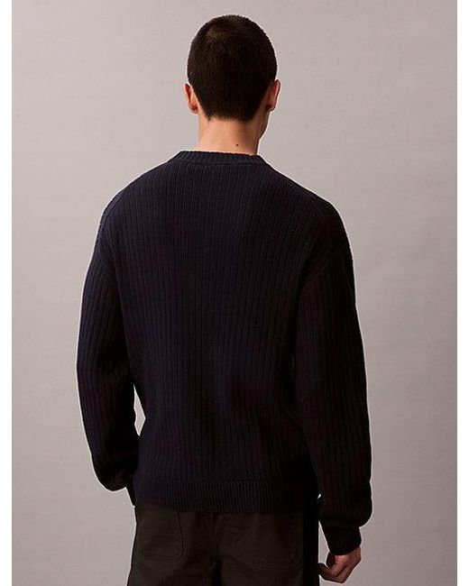Calvin Klein Black Jeans Ribbed Cotton Monogram Jumper for men