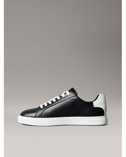 Calvin Klein Signature Leren Sneakers Met Logo in het Metallic
