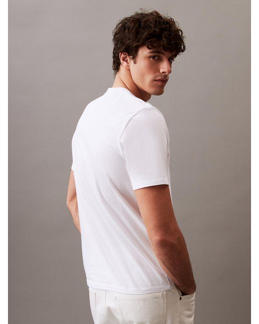 Calvin Klein White Stripe Overlay Logo T-shirt for men