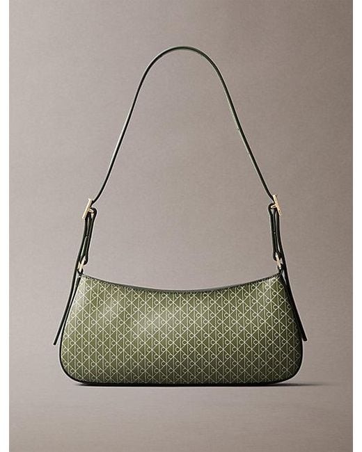 Calvin Klein Gray Small Coated Emblem Logo Shoulder Bag
