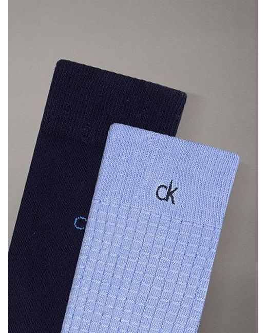 Calvin Klein Blue 2 Pack Soft Cotton Waffle Crew Socks for men