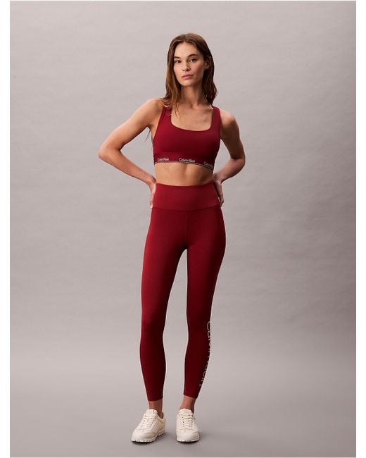 Calvin Klein Women's Red Quick-Dry High-Rise 7/8 Gym Leggings