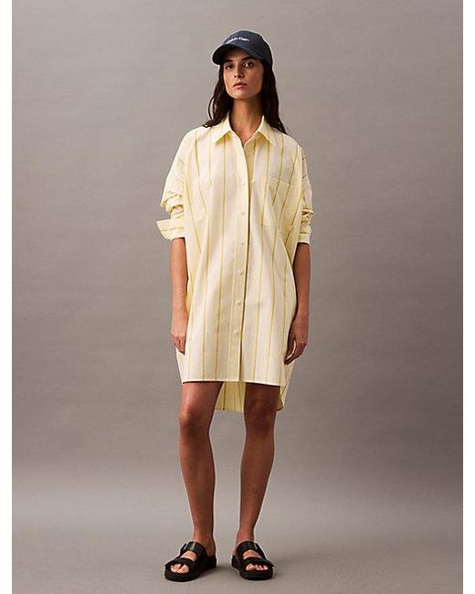 Vestido tipo camisa de algodón a rayas holgado Calvin Klein de color Blue
