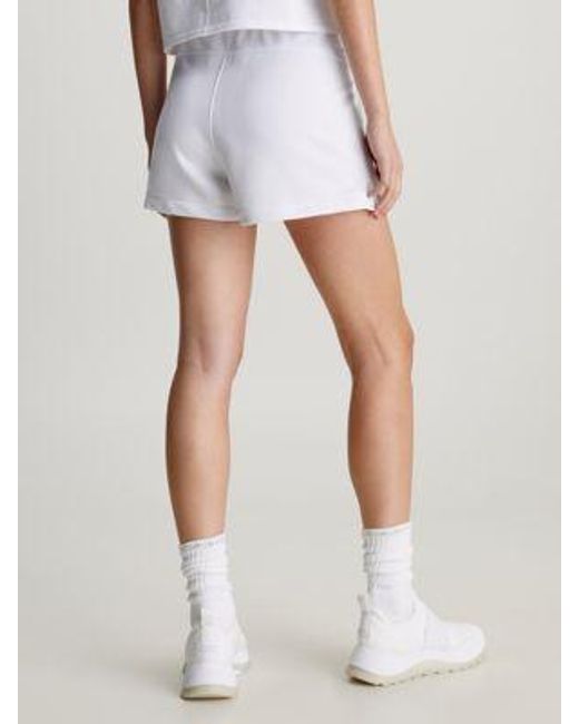 Shorts deportivos de felpa francesa Calvin Klein de color White