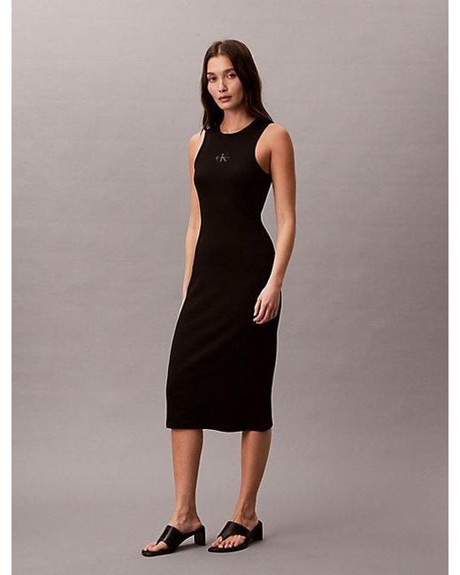 Calvin Klein Brown Jeans Ribbed Cotton Midi Tank Dress