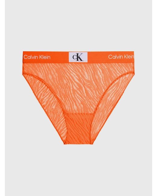 Calvin Klein Orange Lace High Waisted Bikini Briefs - Ck96