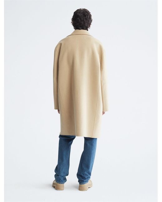 Calvin Klein White Standards Double Faced Wool Overcoat for men