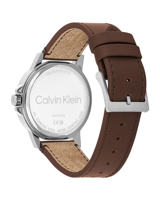 Calvin Klein Green Emblem Dial Leather Strap Watch for men