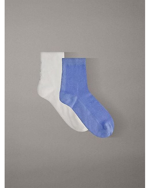 Calvin Klein Blue 2 Pack Moisture-Wicking Mesh Ankle Socks