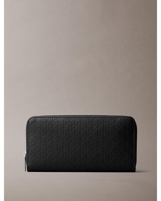Calvin Klein Gray Large Leather Rfid Zip-Around Wallet