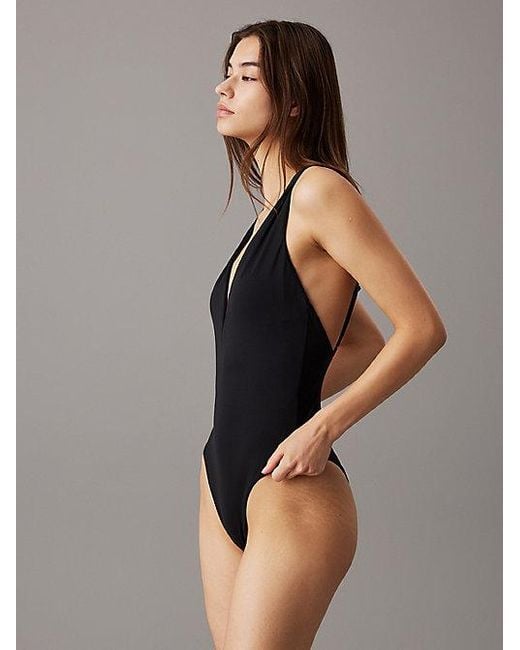 Calvin Klein Badpak Met Lage Rug - Ck Structured Twist in het Black
