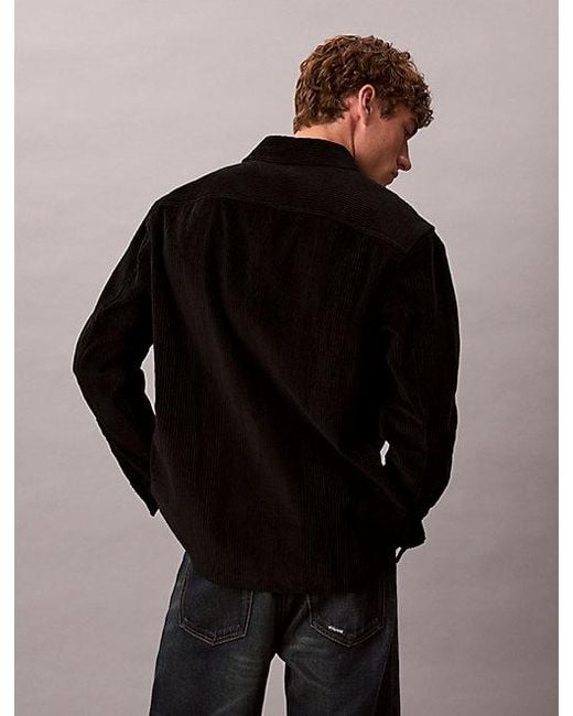 Calvin Klein Lässiges Button-Down-Hemd Aus Kordsamt in Black für Herren