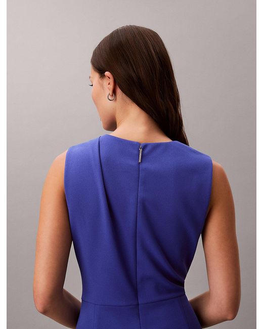 Calvin Klein Blue Stretch Crepe Sleeveless Dress