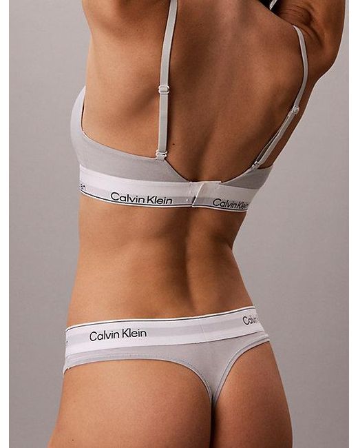Calvin Klein Brown Lightly Lined Triangle Bralette Icon Cotton Modal