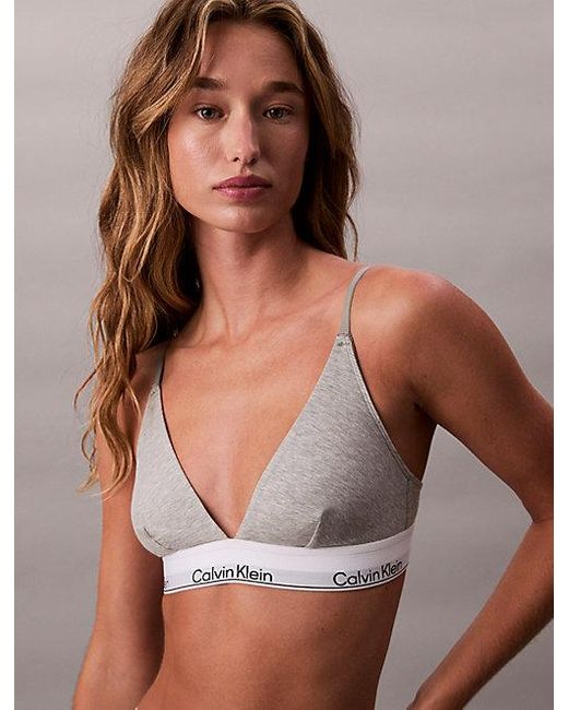 Calvin Klein Brown Unlined Triangle Bralette Icon Cotton Modal