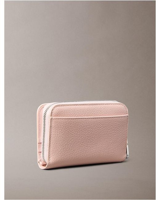 Calvin Klein Pink Minimal Monogram Zip Flap Wallet