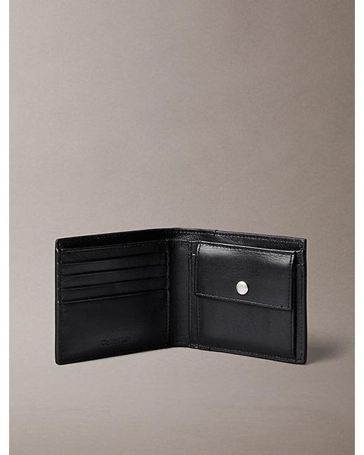 Calvin Klein Gray Allover Emblem Logo Bifold Wallet With Coin Pouch for men