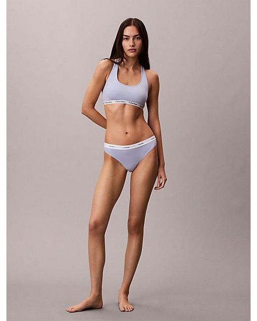 Calvin Klein Purple Thong Cotton Stretch Rib