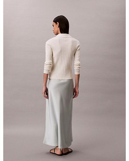 Calvin Klein Gray Satin A Line Maxi Skirt